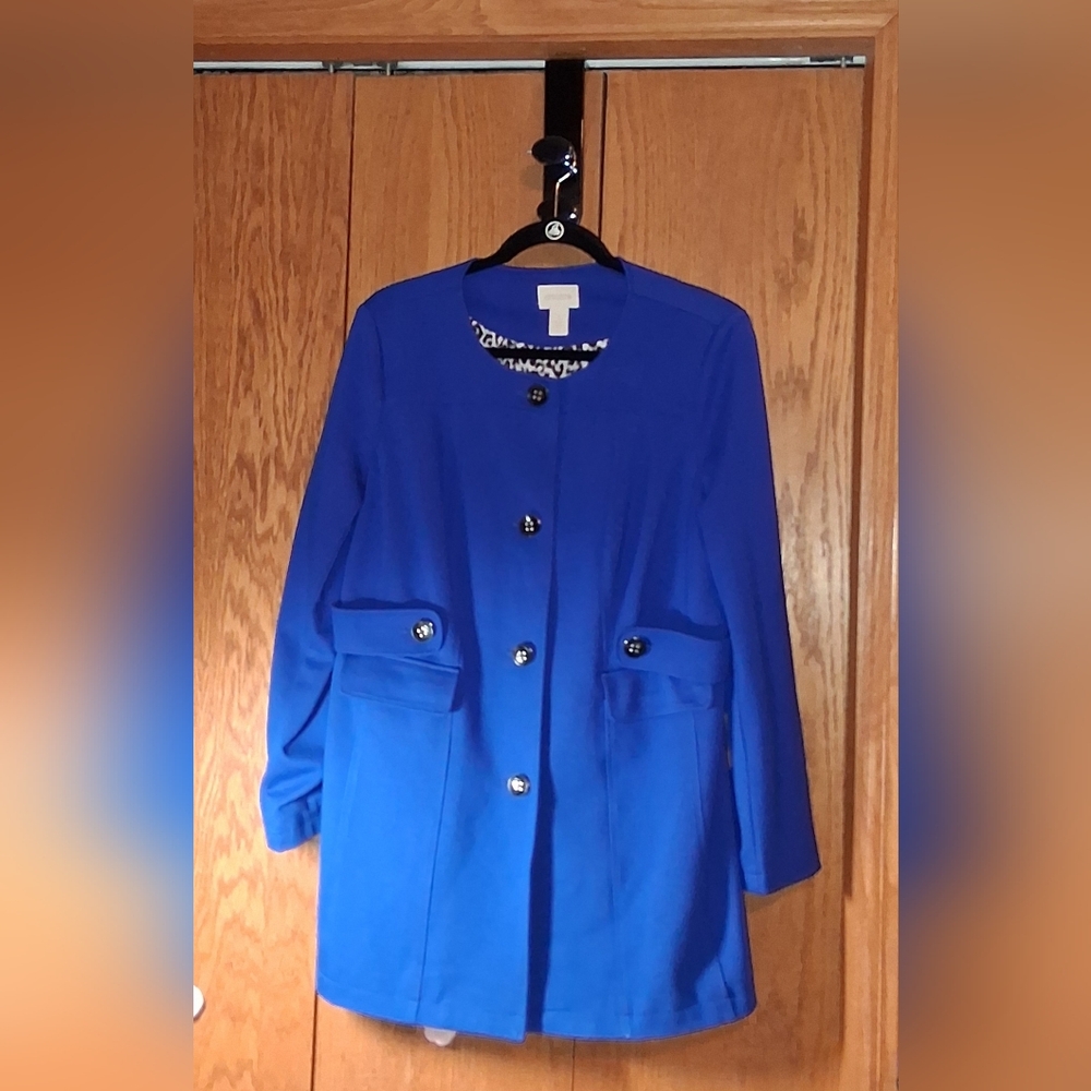Chicos royal blue ponte blazer, size 1